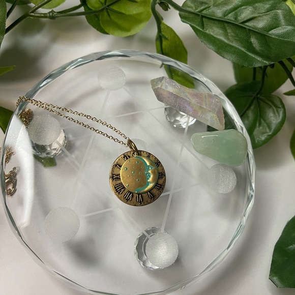 Handmade Jewelry - Handmade Gold Moon/ Clock Necklace